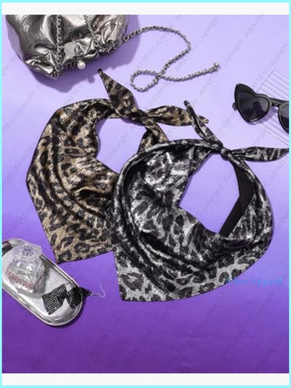 2-Piece Y2K Hair Bandanas Set, Punk Head Wraps, Grunge Disco Head Cover - Picture 7 of 7